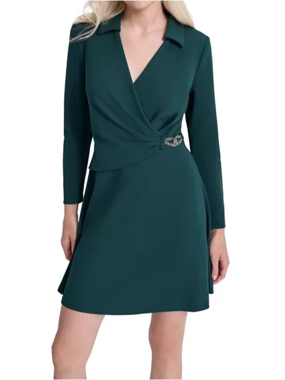 DKNY WOMEN'S COLLARED SCUBA CREPE DRESS MSRP $134